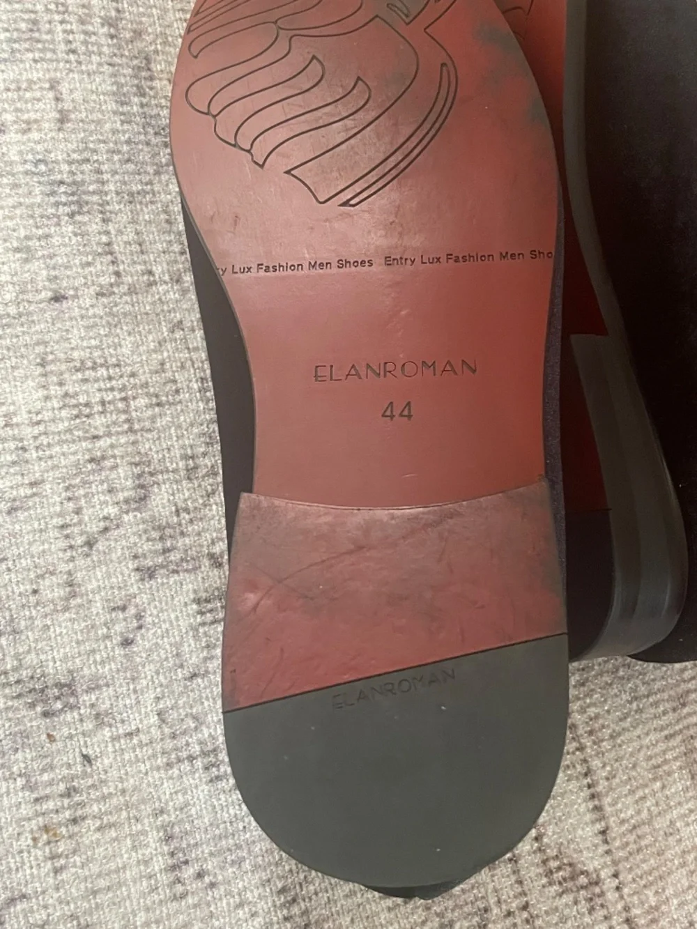 Elanroman Men’s Black Velvet  Gold Crest Luxury Dress Shoes size EU 44/US 11